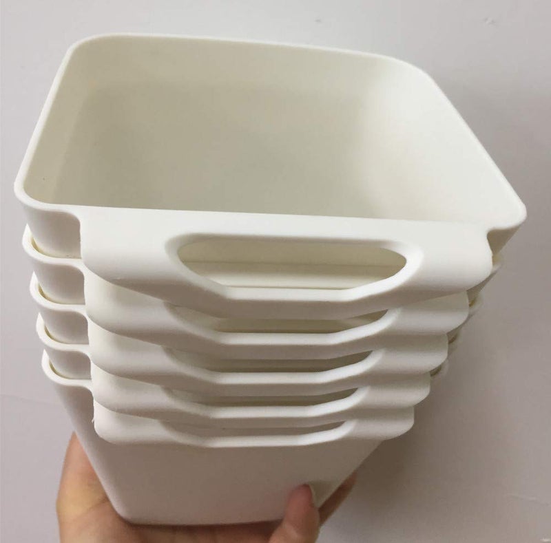 DODXIAOBEUL 5pcs Hanging Cup Holder,Rolling Cart Accessories Utility cart Accessories Hanging Bins,Hanging Flower Pots,Space Saver,Storage Bucket Desktop Container,Make Up Pencil Holder White - Image 4